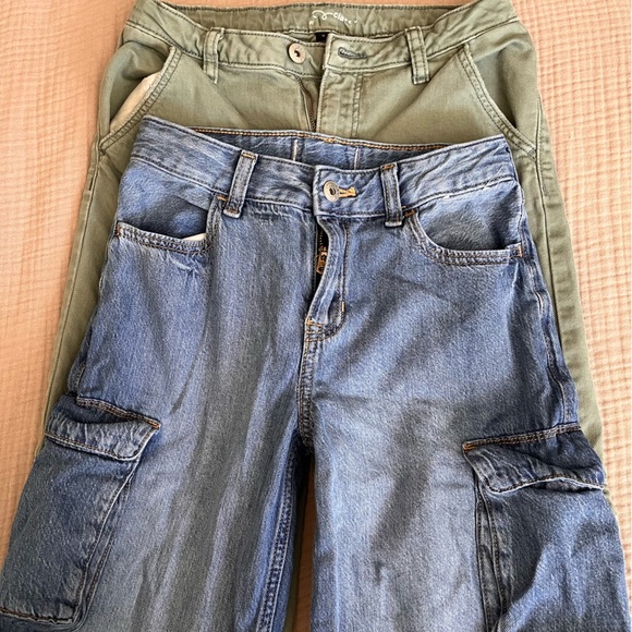 Abercrombie Kids Blue Cargo Jeans/ Target Green Cargo Pants (2-pairs) - Picture 4 of 6